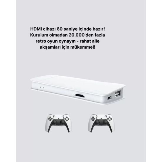 3D Çift Oyun Kollu 4K HD Ekran Nostaljik 20.000 Oyunlu Beyaz Game Box