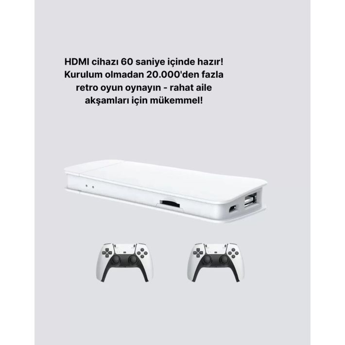 3D Çift Oyun Kollu 4K HD Ekran Nostaljik 20.000 Oyunlu Beyaz Game Box