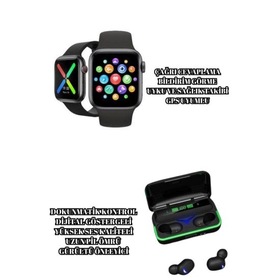 Ucuz ve Kaliteli Kulaklıklı Saat Seti Bluetooth Bağlantılı Akıllı Saat