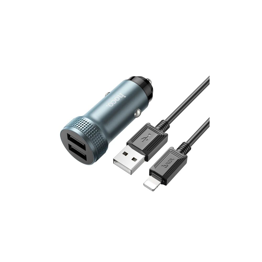 HOCO Z49 Çift USB Girişli Araç Şarj Başlık + USB To iPhone Lightning K