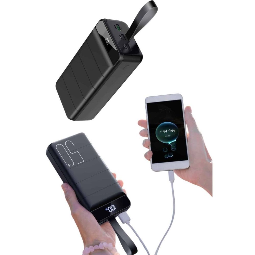 Taşınabilir Powerbank 50.000 mAh 4 Girişli Hızlı Şarj Led Göstergeli F