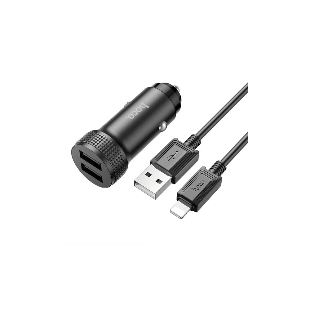 HOCO Z49 Çift USB Girişli Araç Şarj Başlık + USB To iPhone Lightning K