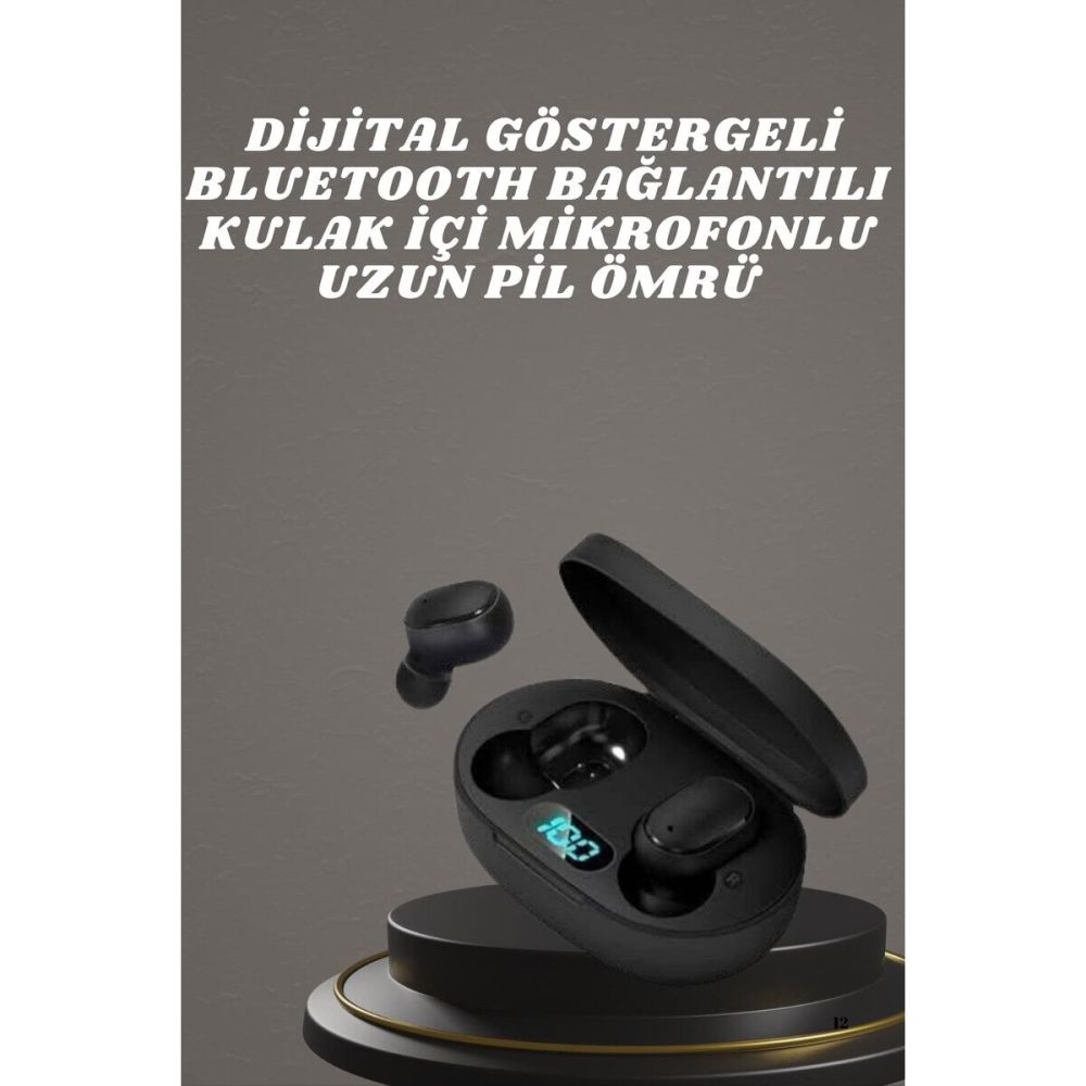 Kulaklık Dijital Göstergeli Bluetooth Bağlantılı Kablosuz Kulak İçi Mi
