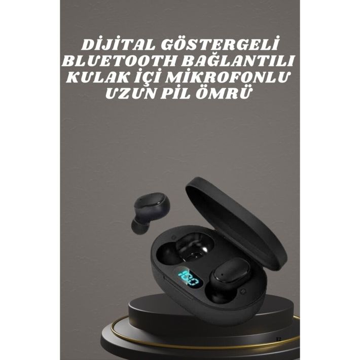 Kulaklık Dijital Göstergeli Bluetooth Bağlantılı Kablosuz Kulak İçi Mi