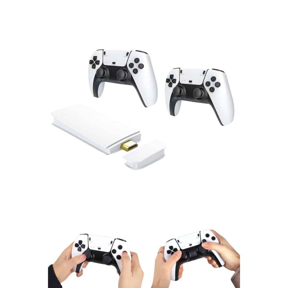 4K HD Görüntü Kaliteli Retro Game Stick 20000 Oyunlu Çift Kollu Beyaz 