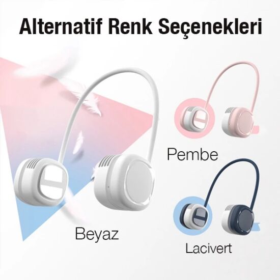 MEMO G02 Boyun Askılıklı Mini Fan Taşınabilir Şarjlı Soğutucu Boyun Fa