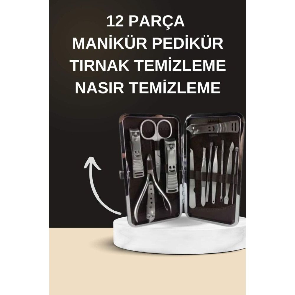 Elektrikli Manikür Pedikür Seti İkili Set 12 Parça Tırnak Bakımı Törpü
