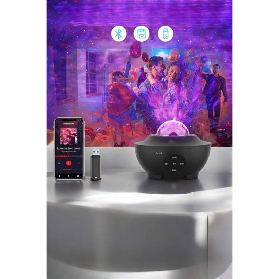 Çocuklara Özel Şarjlı Bluetooth Hoparlör Parti Led Lambası Yıldızlı Pr
