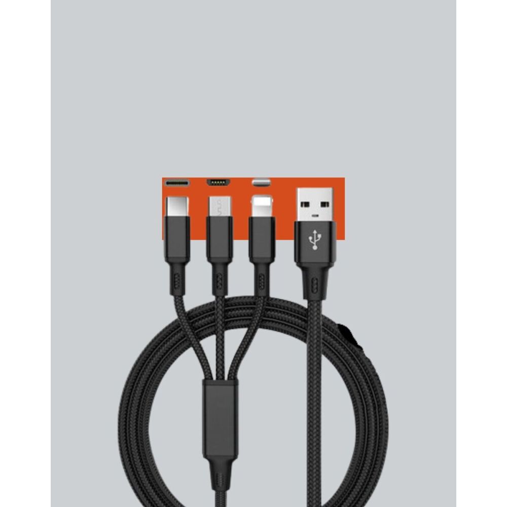 Evrensel 3 Başlıklı Şarj Kablosu – iPhone Huawei Samsung İçin