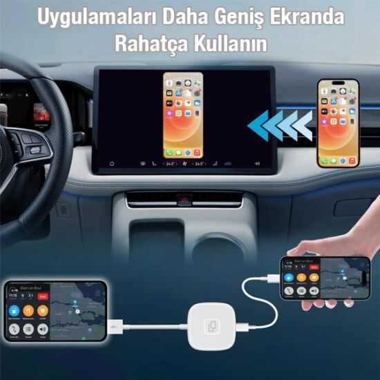 Apple iPhone USB+Lightning Carplay Mirror Adaptör Çevirici -Youtube Ne