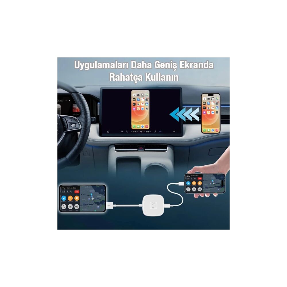 Apple iPhone USB+Lightning Carplay Mirror Adaptör Çevirici -Youtube Ne