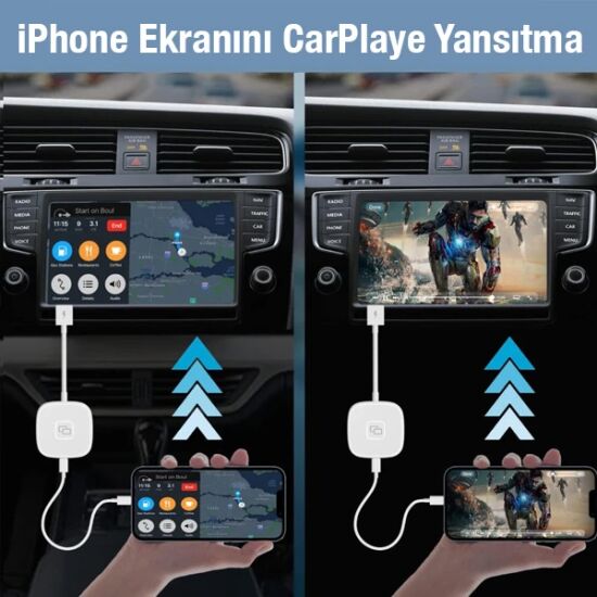 Apple iPhone USB+Lightning Carplay Mirror Adaptör Çevirici -Youtube Ne
