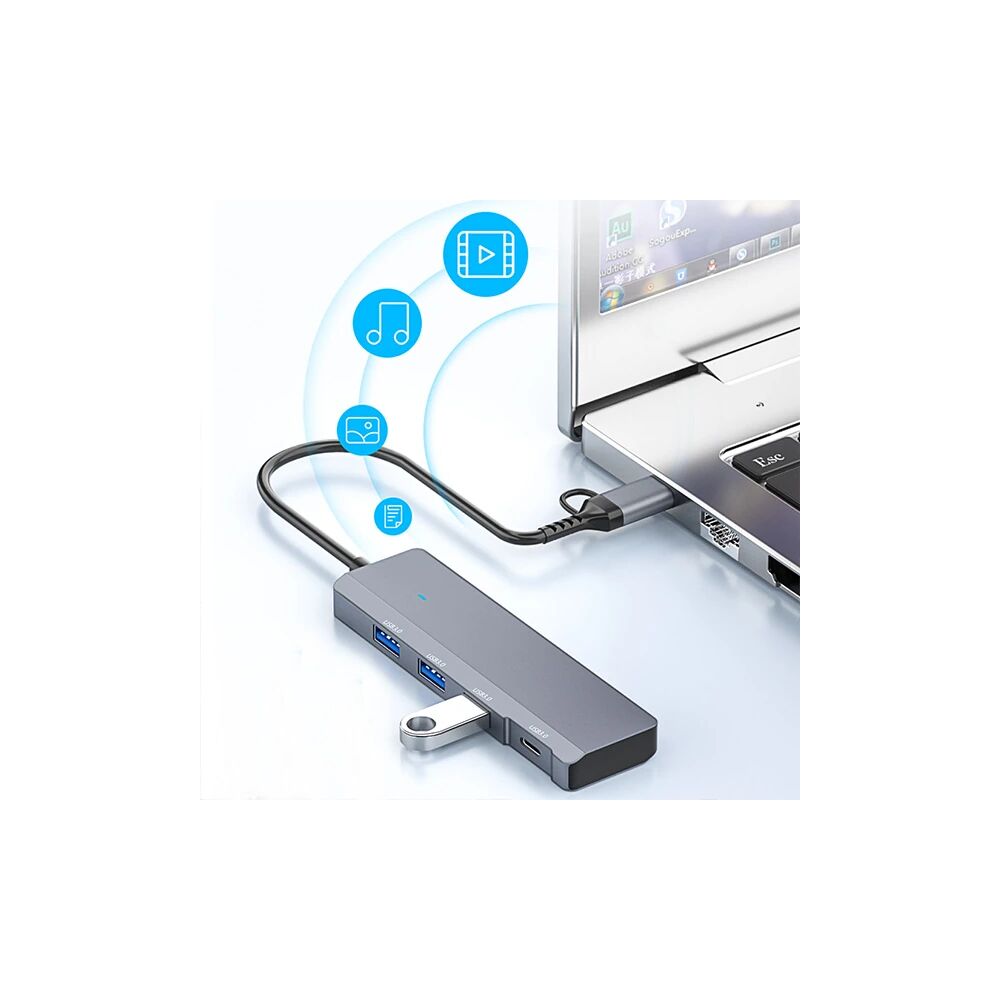 ALLY ADS-309D 4 Portlu USB+Type-C USB 3.0 Çoklayıcı Data HUB Adaptör