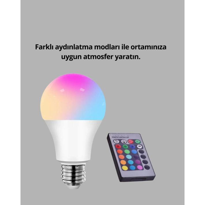 RGB Uzaktan Kumandalı LED Ampul 16 Renk Dekoratif Aydınlatma