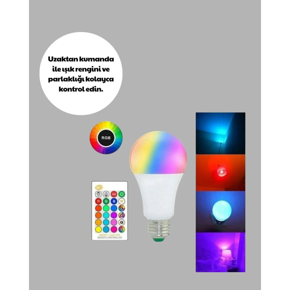 RGB Uzaktan Kumandalı LED Ampul 16 Renk Dekoratif Aydınlatma