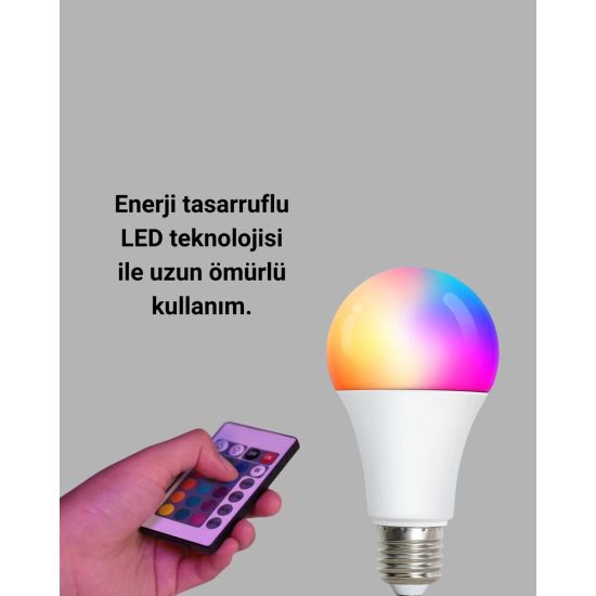Renk Değiştiren RGB LED Ampul 16 Renk Uzaktan Kumandalı 2025 Model
