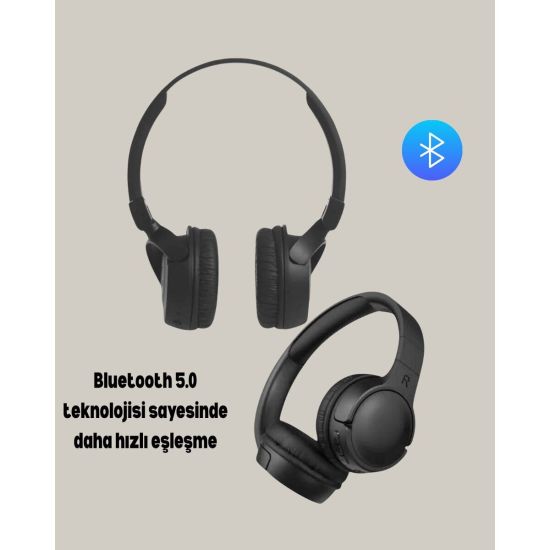 Geniş Frekans Aralıklı Bluetooth Kulak Üstü Kulaklık