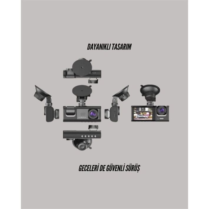 TA-01 3 Kameralı 1080P Araç Kamerası Siyah