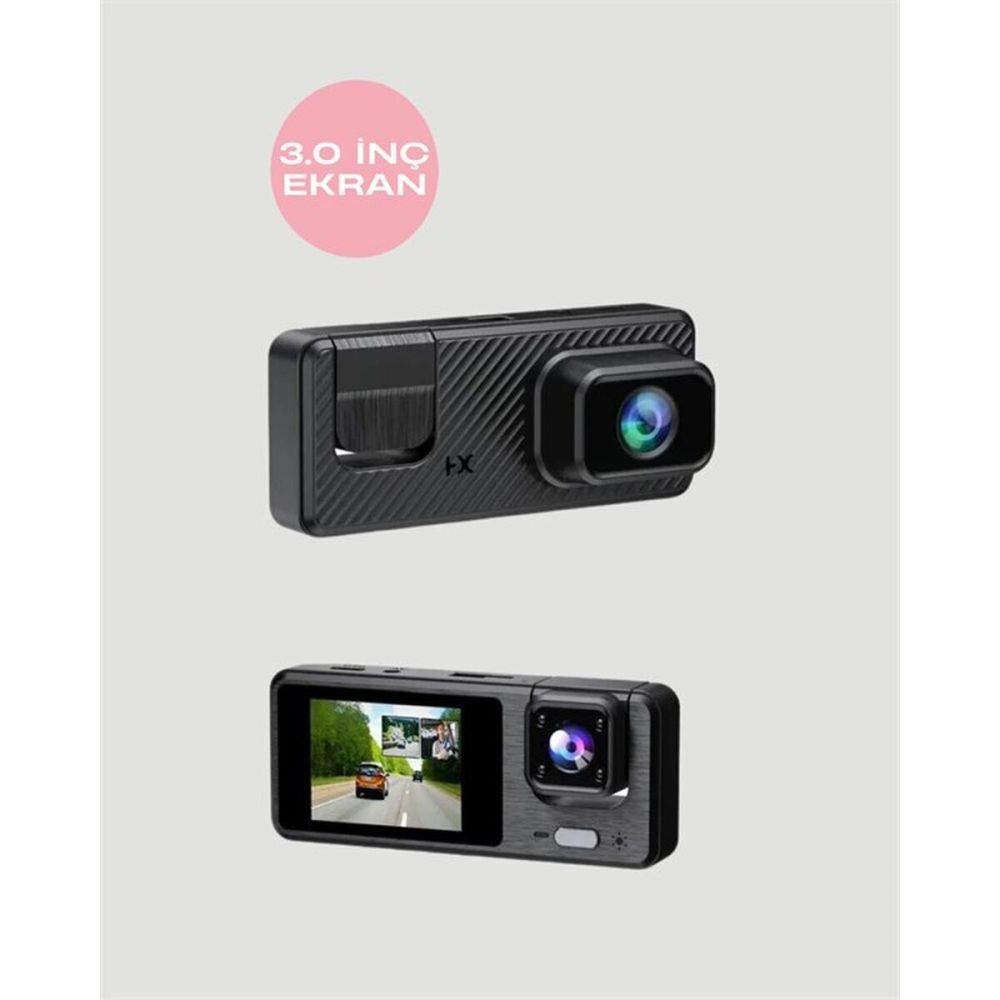1080P 3 Kameralı Araç DVR – Döngü Kayıt ve Geri Görüş Özellikli
