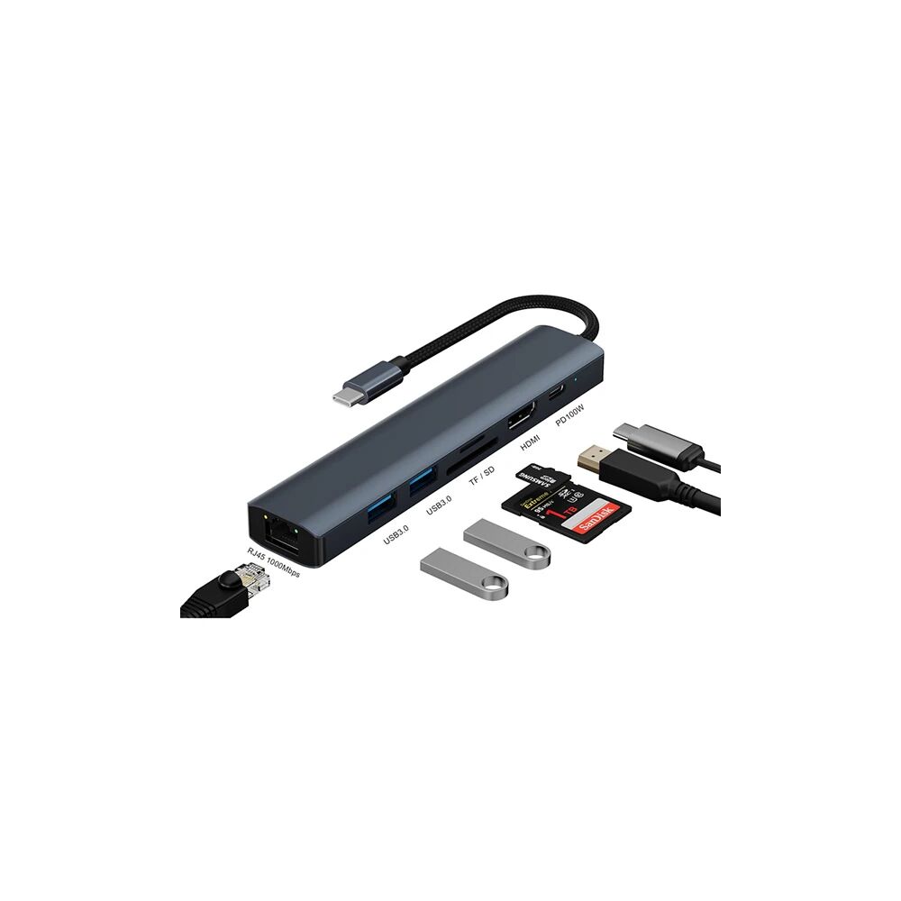 ALLY BYL-2303 7 IN 1 Type-c To USB + Type-c + Ethernet + Kart Okuyucu 