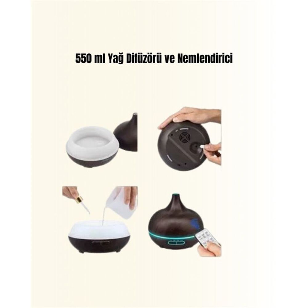 550 ml Kapasiteli Ultrasonik Difüzör – Yağsız Nemlendirici Kullanımıyl