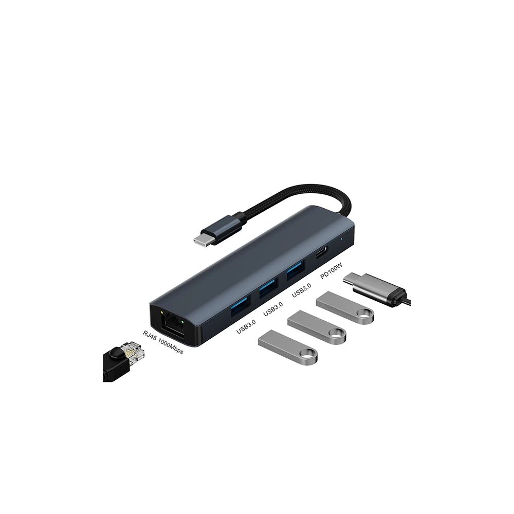 ALLY BYL-2302 5 IN 1 Type-c To USB + Type-c + Ethernet Dönüştürücü Çoğ