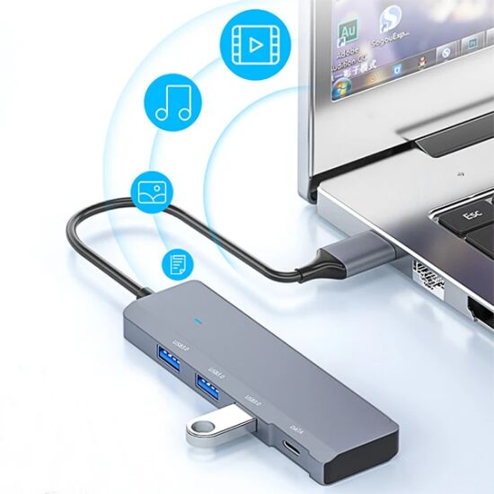 Ally ADS-309A 4in1 USB to USB + Type-C Hub Adaptör Çevirici Dönüştürüc