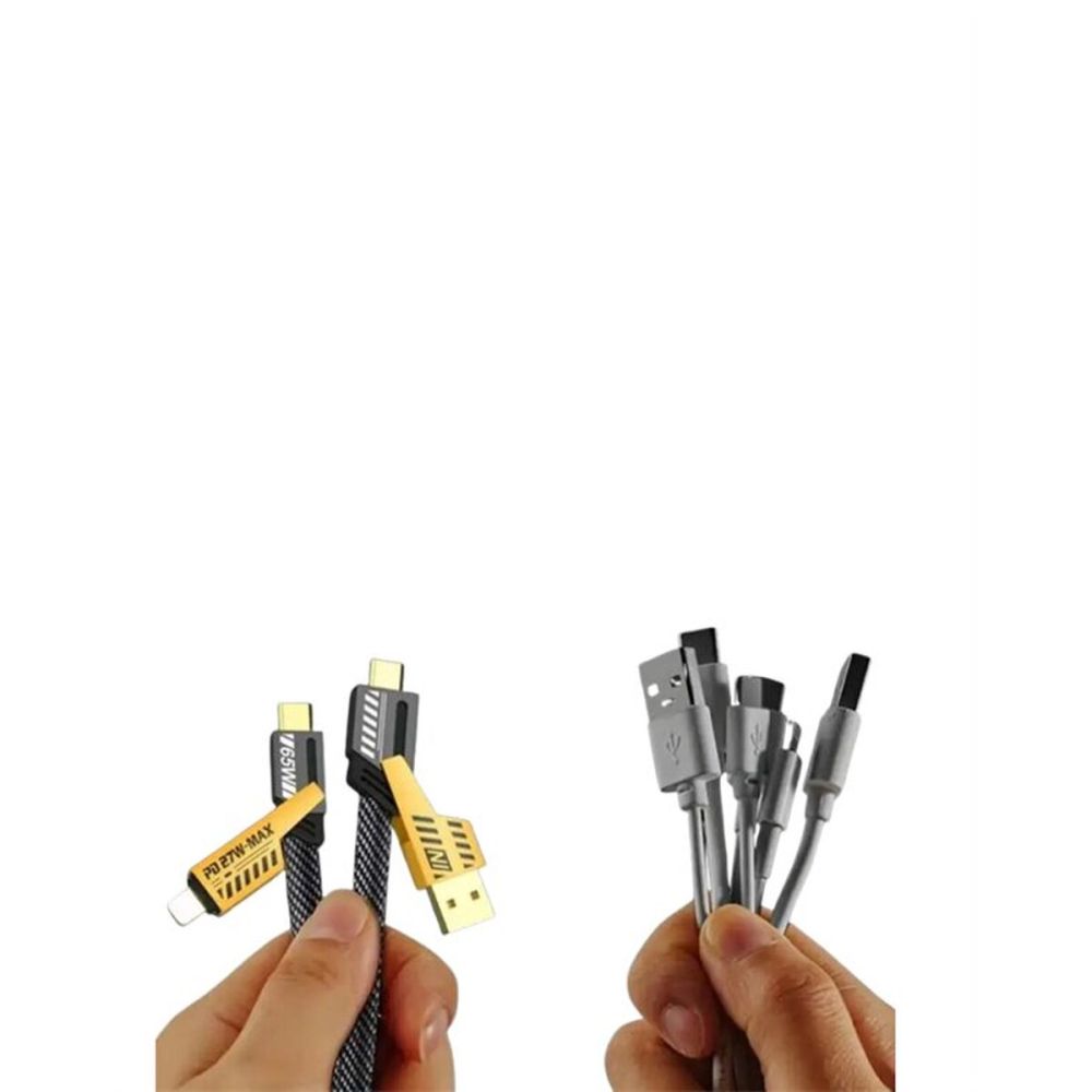 4'ü 1 Arada USB Hızlı Şarj ve Veri Kablosu – 65W Güç Çoklu Bağlantı 1.
