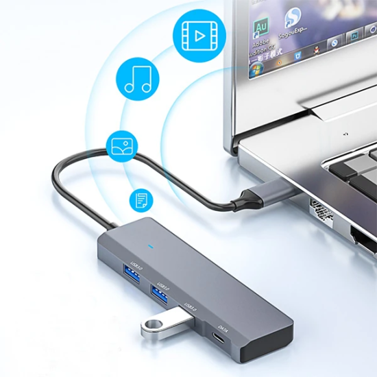 Ally ADS-309C 4in1 Type-C to USB + Type-C Hub Adaptör Çevirici Dönüştü