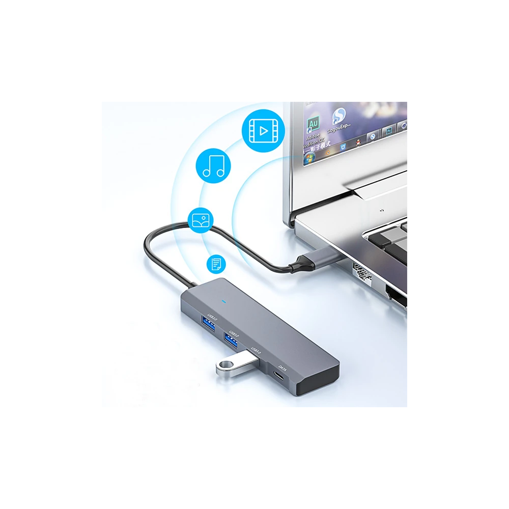 Ally ADS-309C 4in1 Type-C to USB + Type-C Hub Adaptör Çevirici Dönüştü