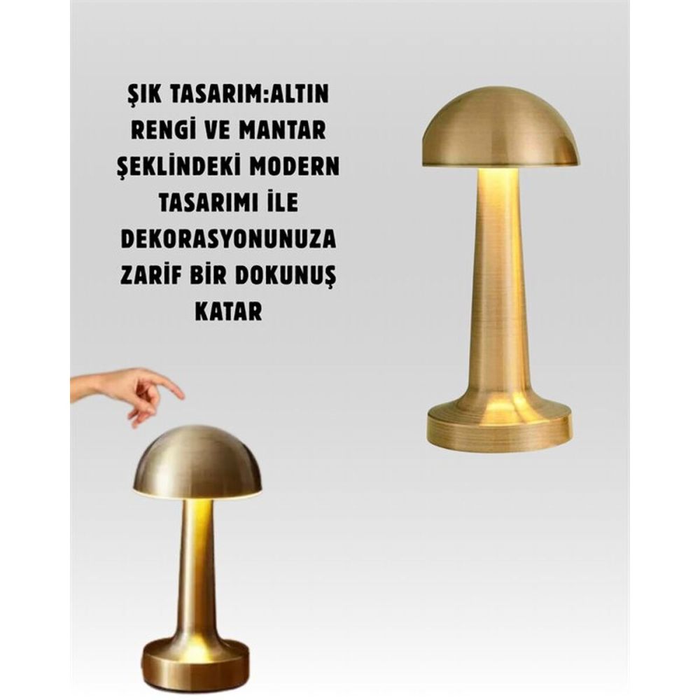 USB Şarjlı Dokunmatik LED Masa Lambası – 3 Renk Modu & Dimmer