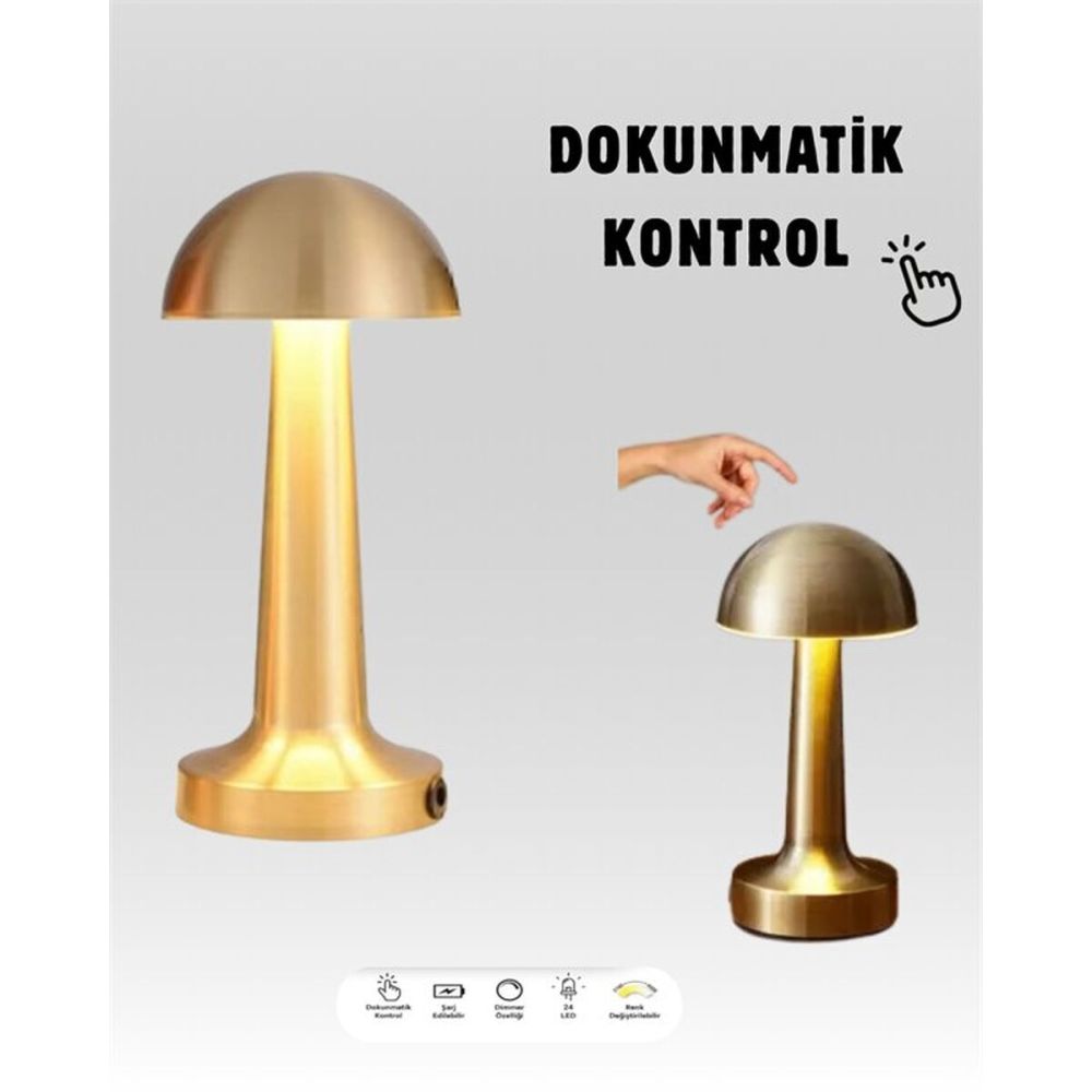 USB Şarjlı Dokunmatik LED Masa Lambası – 3 Renk Modu & Dimmer