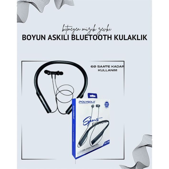 Polygold PG-100 Boyun Askılı Kablosuz Kulaklık – 200 Saat Bekleme Süre