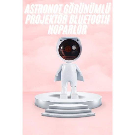 Gün Batımı Lambası Işık Arka Plan Projektör Sevimli Astronot Enerji Ta