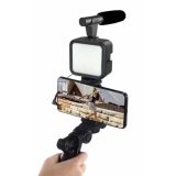 Telefon Tutucu Mini Mikrofonlu Tripod Vlog Çekim Video