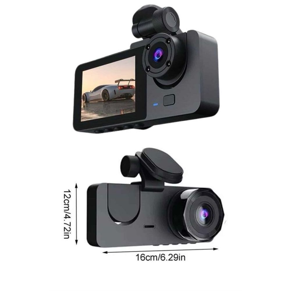 Gece Görüşlü DVR 3 Lensli Araç İçi Sürüş Kamerası Video Kaydedici