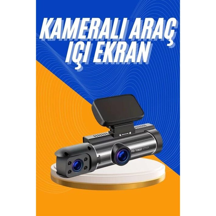 Araç Kamerası Black Box Çift Kameralı Ekranlı Full HD Sürüş Kamerası