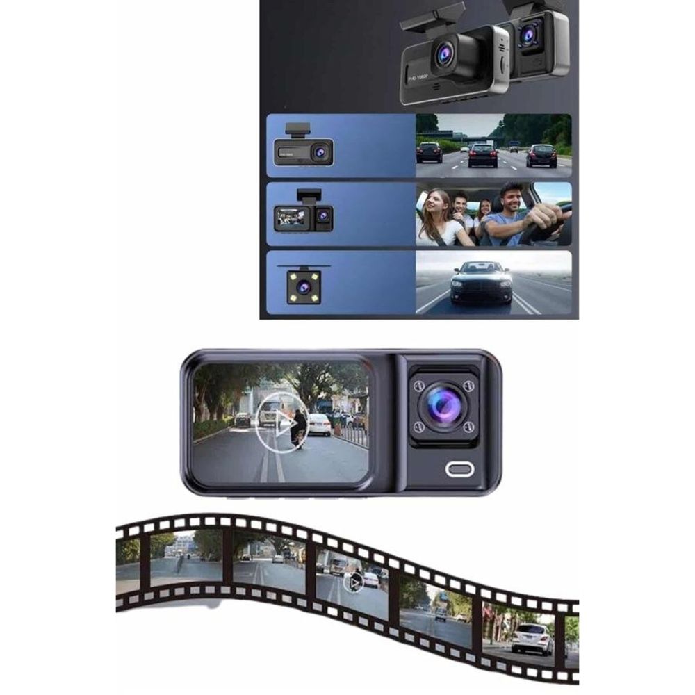 DVR Araç İçi Kamera Ön ve İç Kamera 2 İnç Ekranlı Çift Kamera
