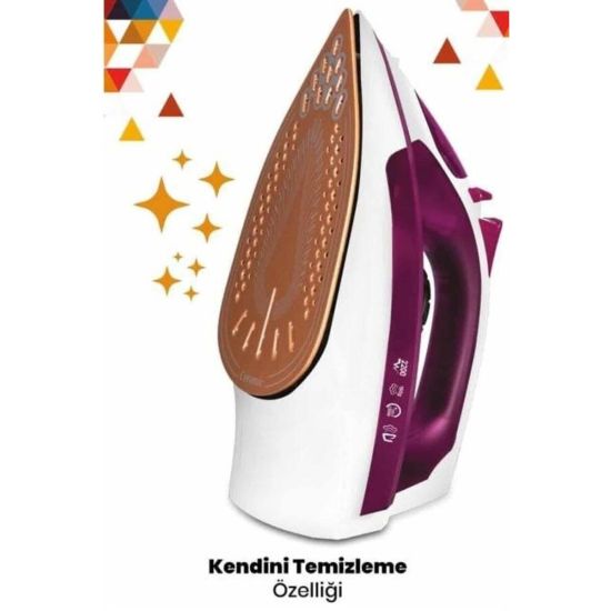 Yeni Nesil Kırmızı Buharlı Ütü 2200 Watt Seramik Tabanlı Yüksek Buhar 
