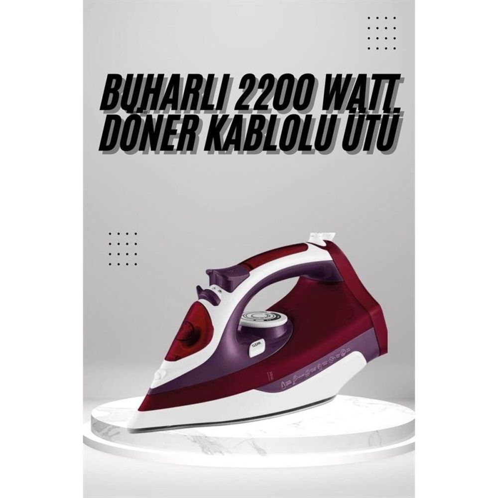 Seramik Tabanlı Kırmızı 2200 Watt Şok Buharlı Ütü