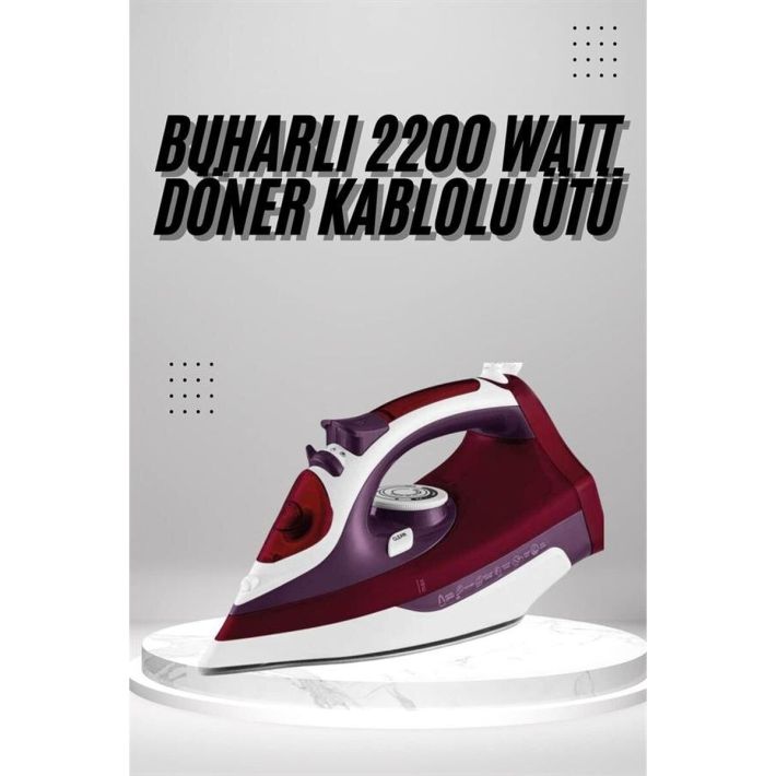 Seramik Tabanlı Kırmızı 2200 Watt Şok Buharlı Ütü