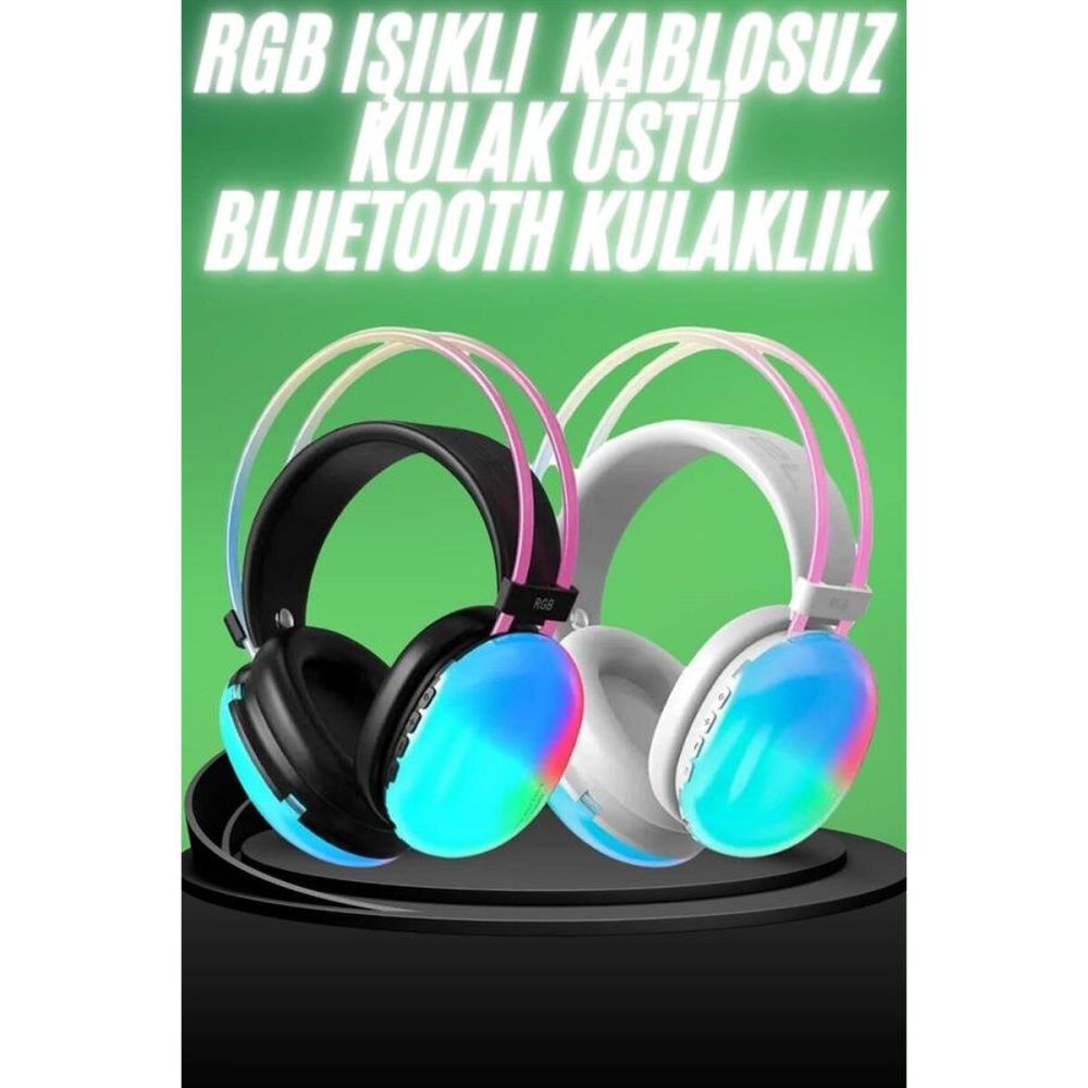 Yeni Nesil Kulak Üstü Kablosuz Uzun Ömürlü RGB Işıklı Bluetooth Kulakl