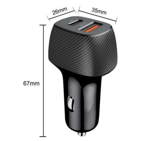 Araç İçi Hızlı Şarj Soketi 38W Oto Çakmaklık Type-C Araba Çakmaklık