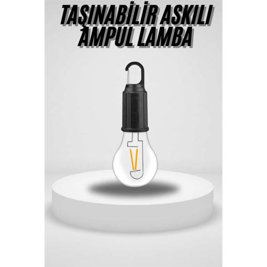 Taşınabilir Askılı Ampul Kamp Lambası Askılı Type-C Şarjlı Bahçe Lamba