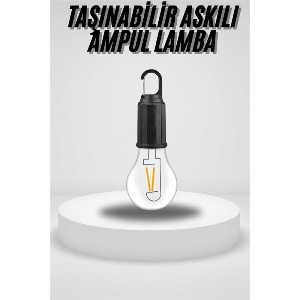 Taşınabilir Askılı Ampul Kamp Lambası Askılı Type-C Şarjlı Bahçe Lamba