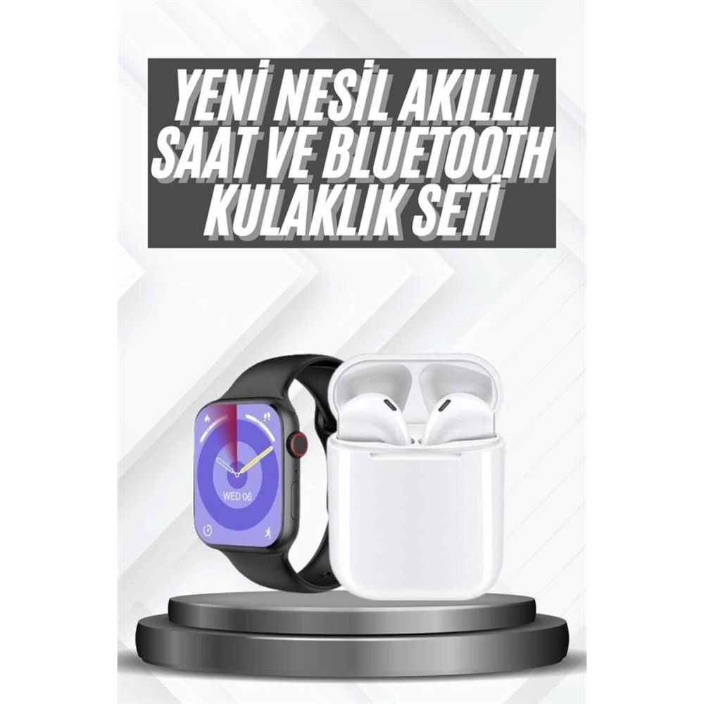 Akıllı Saat Gümüş Kasa Bluetooth Kulaklık Hediyeli Çok Fonksiyonlu İki