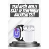 Akıllı Saat Gümüş Kasa Bluetooth Kulaklık Hediyeli Çok Fonksiyonlu İki