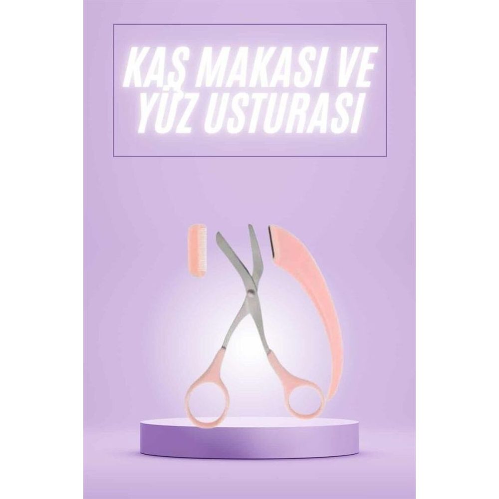 Taraklı Kaş Makası ve Ustura Seti Kaş Düzeltme Makası Kaş Bıyık Alma A