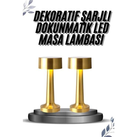 Kablosuz Renkli Masa ve Gece Lambası Altın Rengi Dokunmatik Led Lamba
