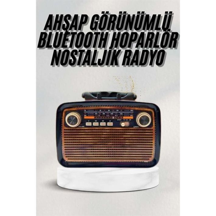Bluetooth Hoparlör Ahşap Renk Vintage Işıklı Nostaljik Radyo Fm Ahşap 